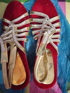 Golden Embellished Wedges