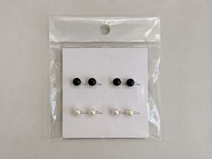 White &amp; Black Pearl Stud Earrings Set of 2