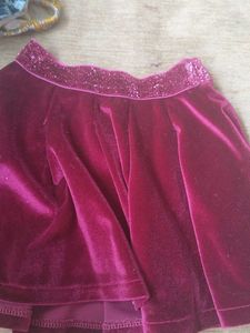 Velvet Skirt with Glitter Waistband