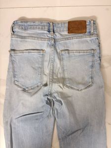 Zara Blur Ripped Denim Bootcut Jeans