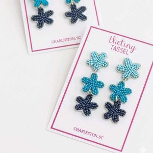 Sparkling Starfish Beaded Dangle Earrings