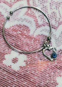 Silver Heart Evil Eye Bracelet