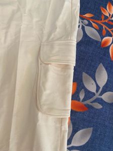 Beige Wide Leg Cargo Pants