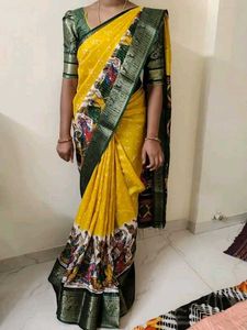 Yellow Printed Saree