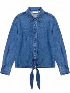 Blue Denim Tie-Front Shirt