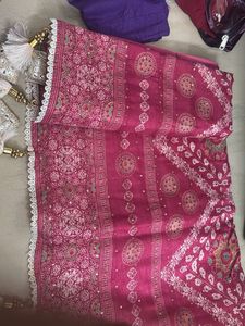 Beautiful Pink Saree with Tassels