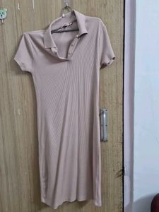 Ribbed Polo Neck Dress