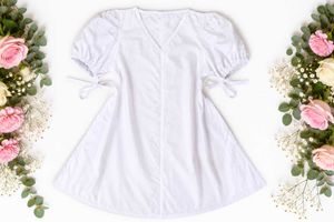 Light blue Puff Sleeve Tie-Up Mini Dress