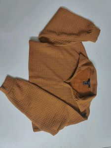 FOREVER 21 Brown Waffle Knit Shirt Style Crop Top