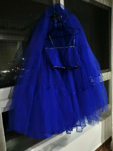 Royal Blue Tulle lehanga choli set