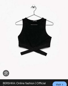 Black Crop Top with Crisscross Detail