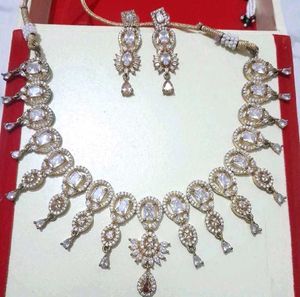 Elegant CZ Stone Necklace & Earring Set