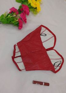 Red Faux Leather corset top
