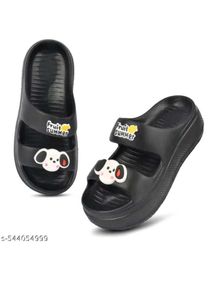 Cute Black Platform Slippers with Charm