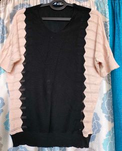 Chic Two-Tone Knit Top