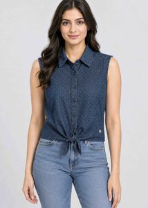 Allen Solly Women Navy Blue Printed Shirt