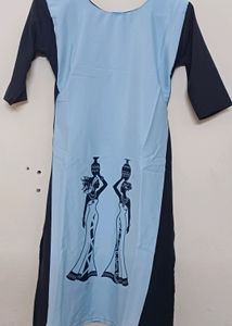 Light Blue Threads Top Kurti