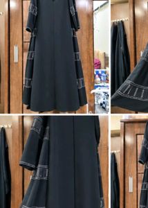 Elegant Black Abaya with Decorative Sleeves