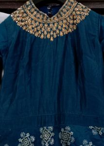 Elegant Teal Anarkali kurta set