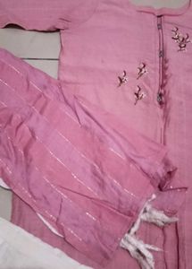 Pink Embroidered Kurta Set with Pants