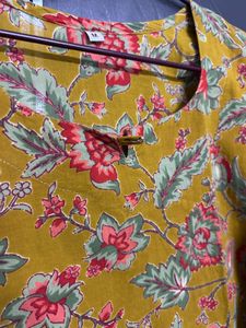 Mustard Floral Print Kurta