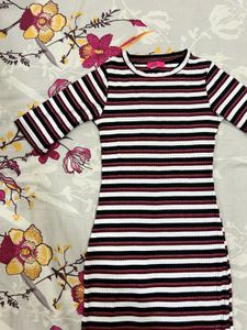 Striped Ribbed Bodycon Dress