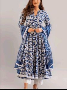 Floral Printed Anarkali kurti with dupatta