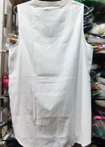 Elegant Beaded Neckline Sleeveless Top