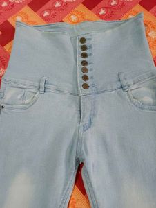 Light Wash High Waist Denim Jeans
