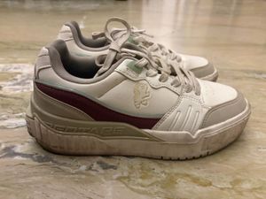 White Lace-Up Sneakers