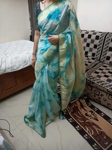 Stunning Blue Tie-Dye Saree