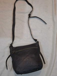 Stylish Dark Grey Leather Crossbody Bag