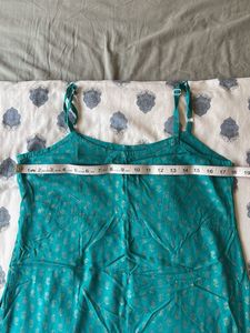 Blue Floral Printed Sleeveless Kurti