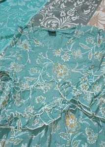 Blue Floral Print Cotton Top