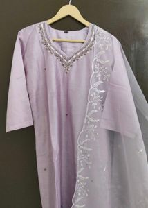 New Unused CottonSilk Cutdana Straight Suit