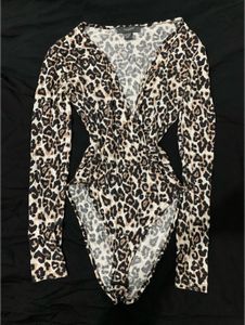 Leopard Print Long Sleeve Bodysuit