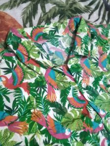 Tropical Parrot Print Short Sleeve Shirt
