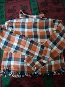 Checked Shirt with Fringed Hem