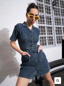 Denim Mini Shirt Dress price 🔻