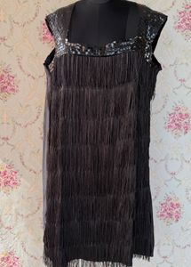 gothic Black Flapper Fringe Dress