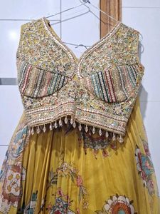 mustard beautiful lehanga choli set