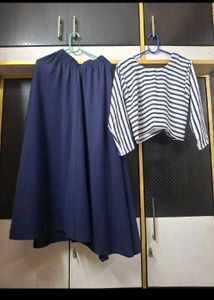 Chic Striped Crop Top &amp; Maxi Skirt Set