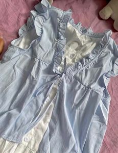 Light Blue Ruffle Blouse