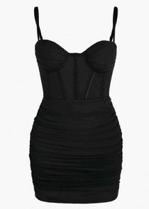 Chic Black Ruched Mini Dress