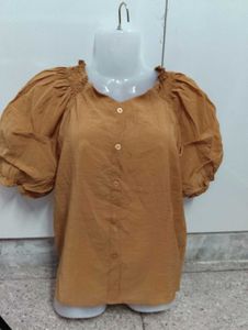 Stylish brownesh Puff Sleeve Top