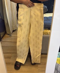 Cream Palazzos with Gold Print