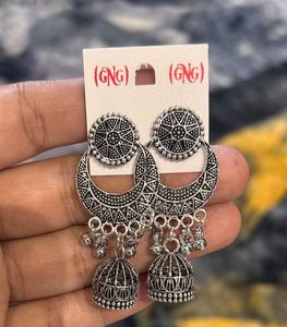 Silver Tone Jhumka Earrings