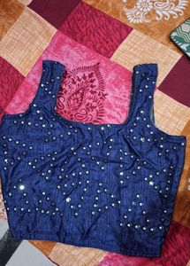 Embellished Navy Blue Blouse