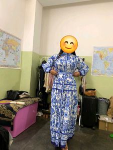 Blue &amp; White Floral Print Dress