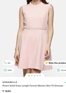 Anabelle Pastel Pink Skater Dress With Pearl Chain
